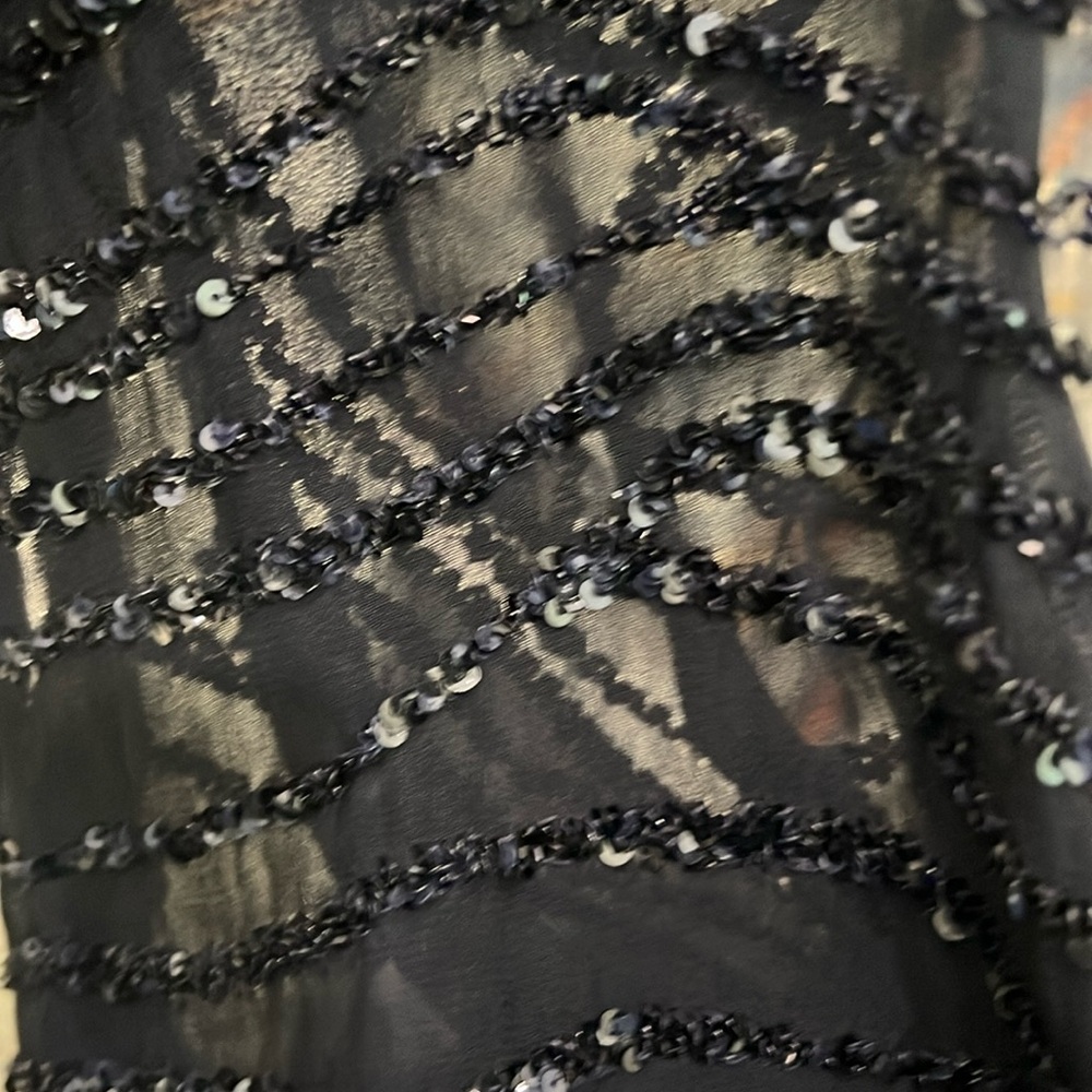 AllSaints - Black Sheer Black Sequin Overlay Dress NO Camisole Included, Size 6 - Picture 2 of 2